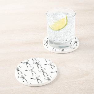 Dessous De Verre En Grès Skeletons D'Halloween, Baguette Ou Traite, Boo