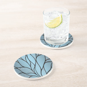 Dessous De Verre En Grès Sky Blue Hues Creative Leave Motif