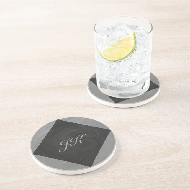 Dessous De Verre En Grès Slate Gray Monogram (Côté)