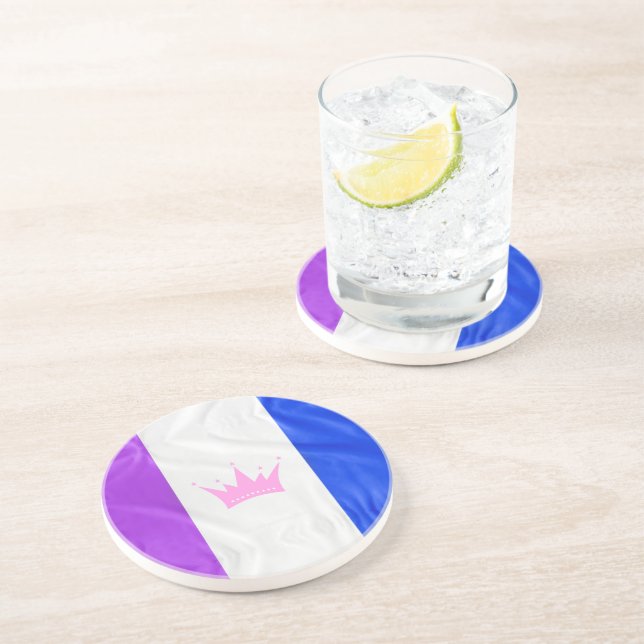 Dessous De Verre En Grès SlipperyJoe drag drapeau de fierté violet blanc bl (Côté)