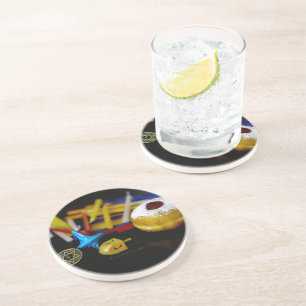 Dessous De Verre En Grès SlipperyJoe nature morte symbolique de Hanukkah fê