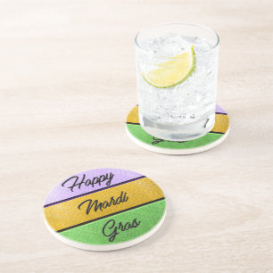 Dessous De Verre En Grès SlipperyJoe's Mardi Gras or violet métal vert s