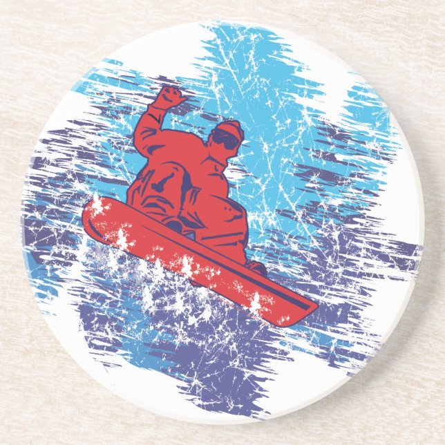 Dessous De Verre En Grès Snowboardeur cool (Devant)