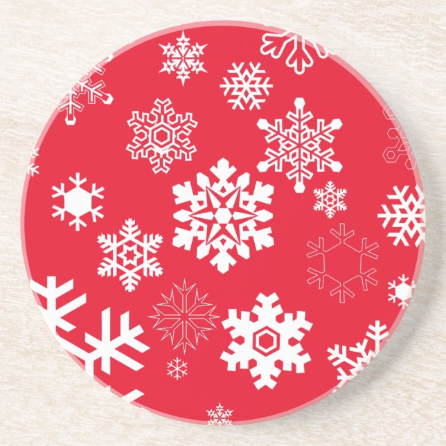 Dessous De Verre En Grès Snowflakes blanc - Couleur Arrière - plan personna (Devant)