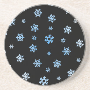 Dessous De Verre En Grès Snowflakes (bleu et blanc)