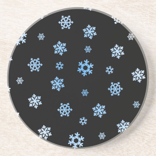 Dessous De Verre En Grès Snowflakes (bleu et blanc) (Devant)