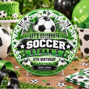 Dessous De Verre En Grès Soccer 5e anniversaire Thème de sports amusants