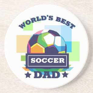 Dessous De Verre En Grès Soccer papa texte coloré fête des pères sports