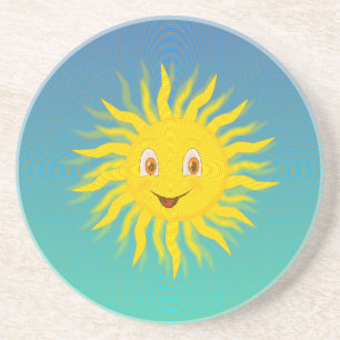 Dessous De Verre En Grès Soleil Avec Lignes Circulaires