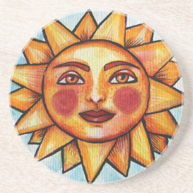 Dessous De Verre En Grès Soleil ensoleillé en été (Devant)