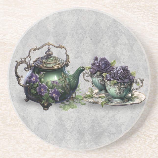 Dessous De Verre En Grès Sorcières Gris Clair Tasse de Thé en Grès (Devant)