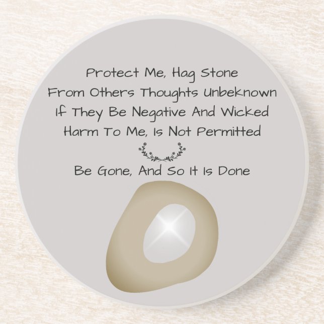 Dessous De Verre En Grès Sorcières Magique Hag Stone Protection Spell Grey (Devant)