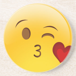 Dessous De Verre En Grès Soufflez un autocollant d'emoji de baiser