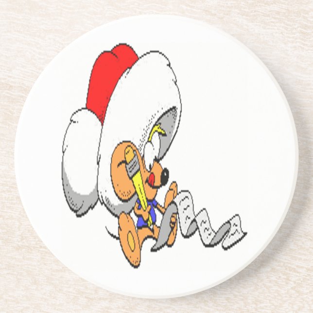 Dessous De Verre En Grès Souris de Noël (Devant)