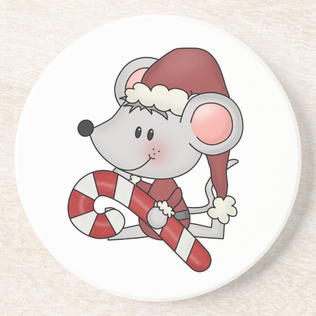 Dessous De Verre En Grès Souris de Noël avec du sucre de canne (Devant)