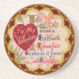Dessous De Verre En Grès Sous-verre de poème vintage pour la Saint-Valentin