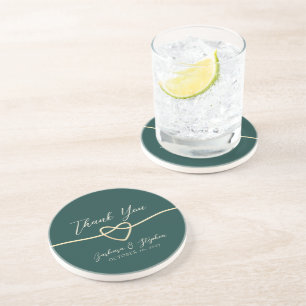 Dessous De Verre En Grès Sous-verre de remerciement de mariage vert émeraud