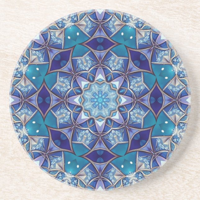 Dessous De Verre En Grès Sous-verre décoratif en grès bleu (Devant)