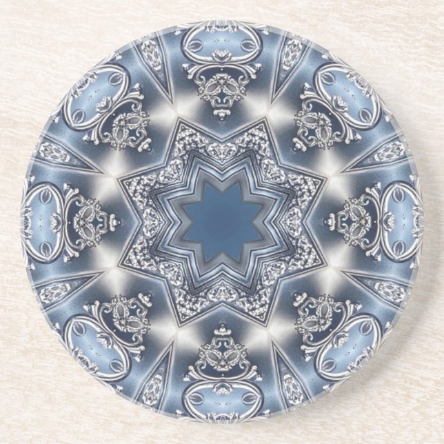 Dessous De Verre En Grès Sous-verre décoratif en grès bleu (Devant)
