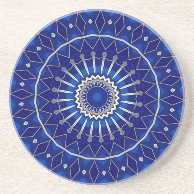 Dessous De Verre En Grès Sous-verre décoratif en grès bleu (Devant)