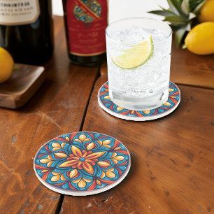 Dessous De Verre En Grès Sous-verre en grès coloré Talavera mexicain