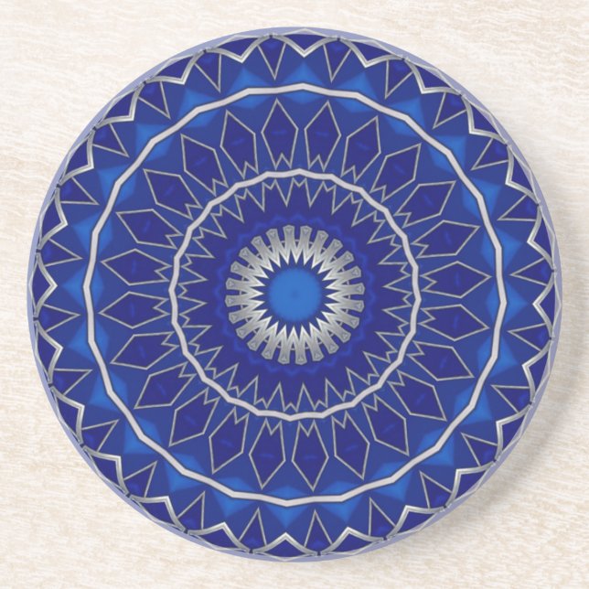 Dessous De Verre En Grès Sous-verre en grès décoratif bleu (Devant)