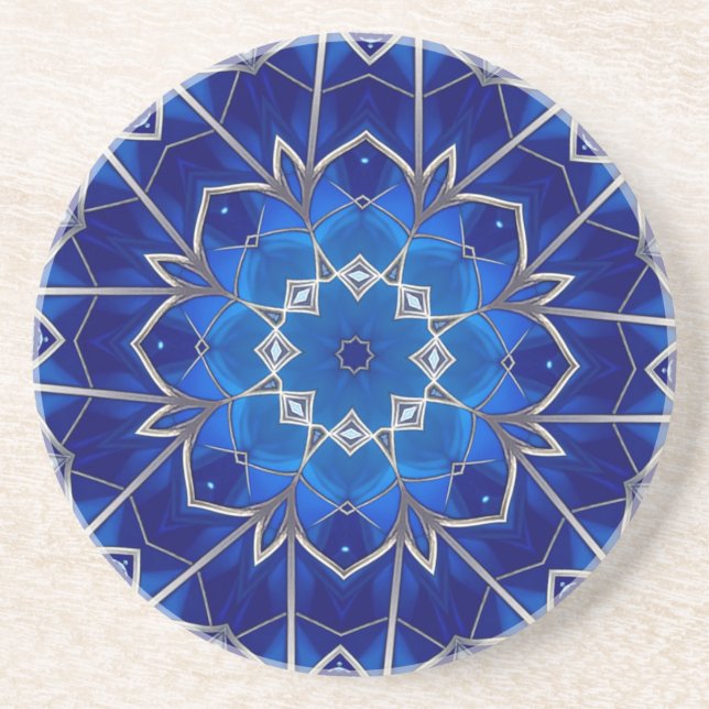 Dessous De Verre En Grès Sous-verre en grès décoratif bleu (Devant)