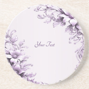 Dessous De Verre En Grès Sous-verre en grès Fleurs Violettes Élégantes