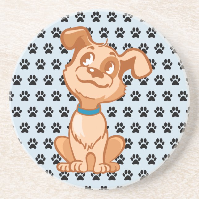 Dessous De Verre En Grès Sous-verre en grès pour boisson Chien mignon (Devant)