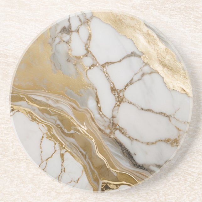 Dessous De Verre En Grès Sous-verre en papier rustique en marbre blanc simp (Devant)