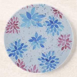 Dessous De Verre En Grès Sous-verre floral de jardin botanique à l'aquarell
