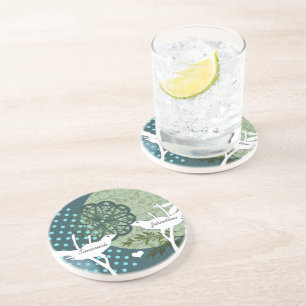 Dessous De Verre En Grès Sous-verres à collage à pois oiseaux vintage