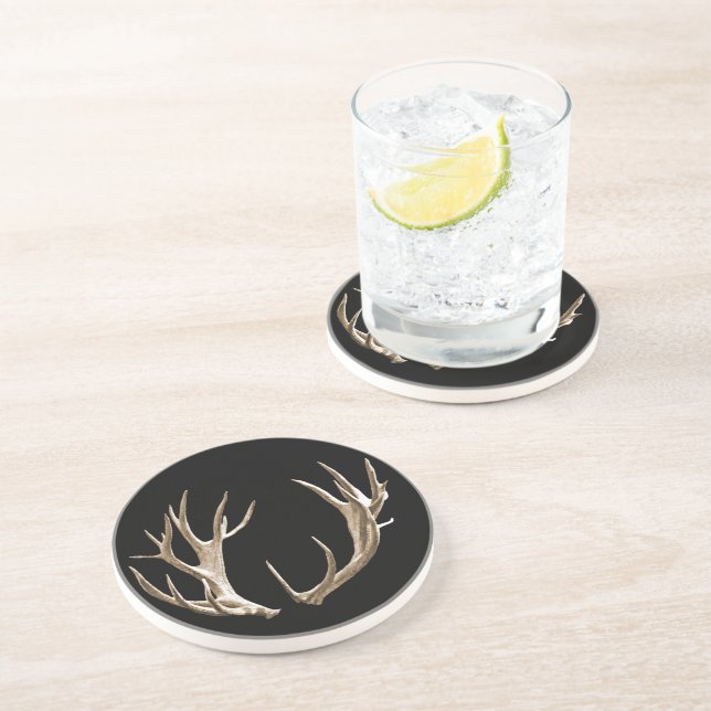 Dessous De Verre En Grès Sous-verres en grès rustiques bois de cerf (Côté)