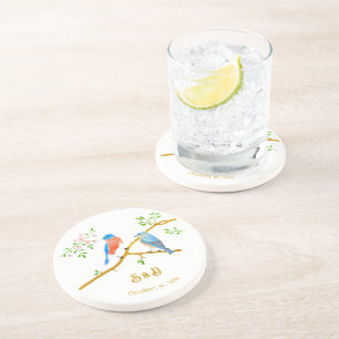 Dessous De Verre En Grès Sous-verres en pierre ronds Mariage des merles ble