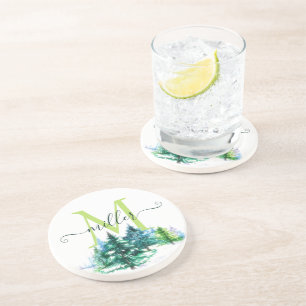 Dessous De Verre En Grès Sous-verres personnalisés arbres aquarelle