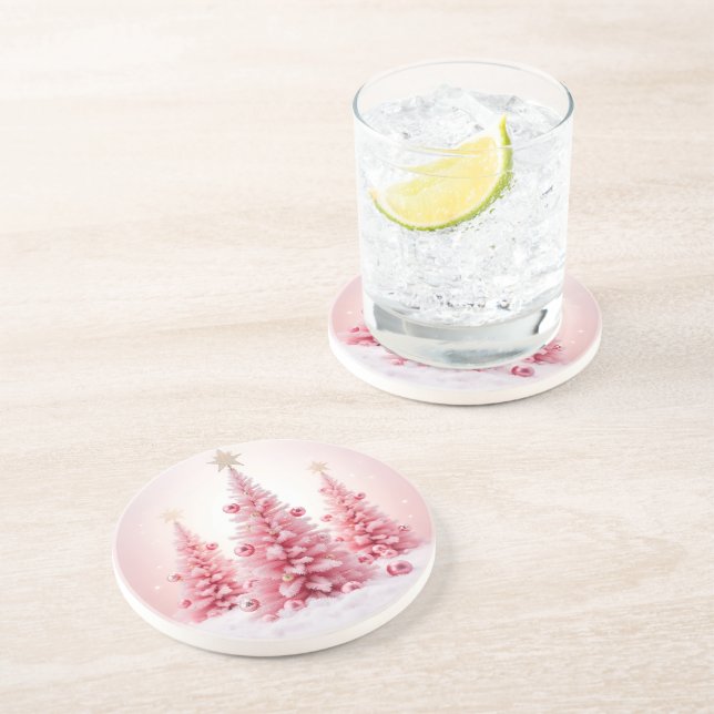Dessous De Verre En Grès Sous-verres Rose de Noël (Côté)