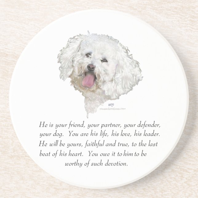 Dessous De Verre En Grès Souvenir, chien mâle (Devant)