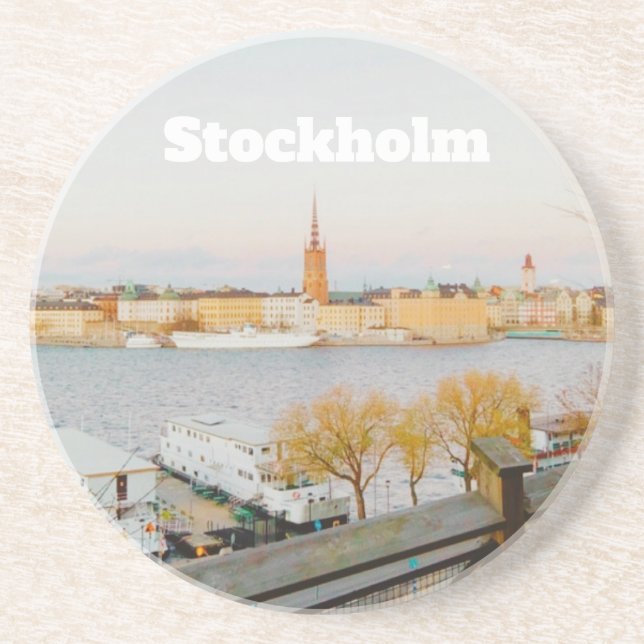 Dessous De Verre En Grès Souvenir de Stockholm, Suède (Devant)