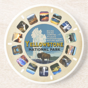 Dessous De Verre En Grès Souvenir du parc national Retro Vintage Yellowston