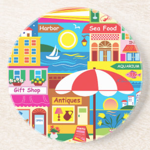 Dessous De Verre En Grès Souvenirs de bord de mer