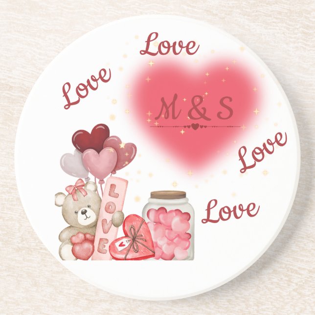 Dessous De Verre En Grès Sparkling Heart Love Coaster (Devant)