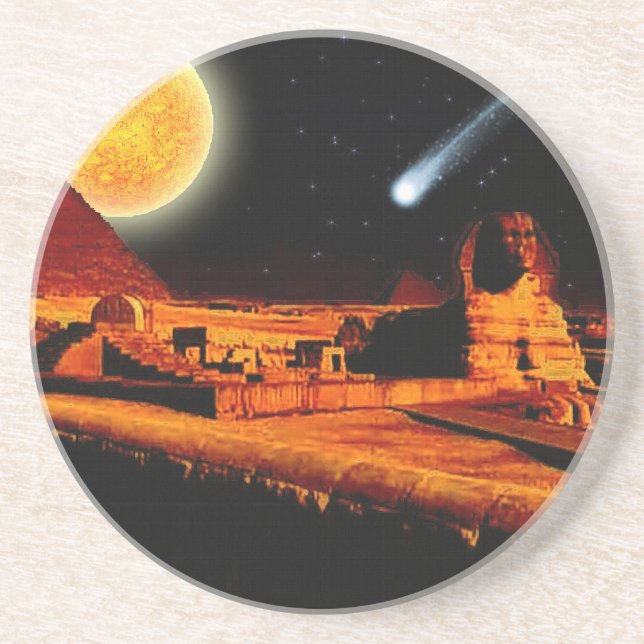 Dessous De Verre En Grès Sphinx & Lune sur égyptienne Giza Pyramides Cadeau (Devant)