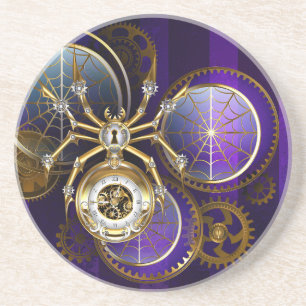Dessous De Verre En Grès Spider Steampunk sur Arrière - plan pourpre