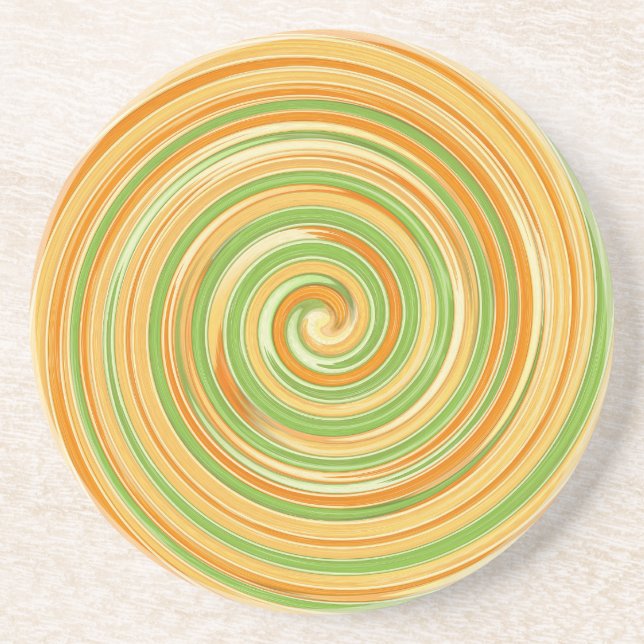 Dessous De Verre En Grès Spirale de couleurs d'agrumes amusantes (Devant)