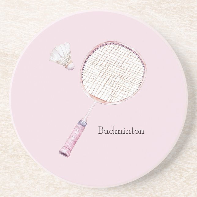Dessous De Verre En Grès Sports de badminton rose (Devant)