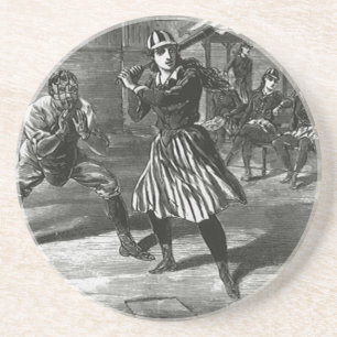 Dessous De Verre En Grès Sports Vintage, équipes de baseball féminin victor