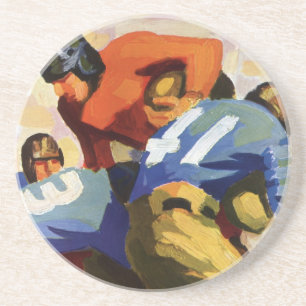 Dessous De Verre En Grès Sports Vintage, Joueurs de Football dans un Match