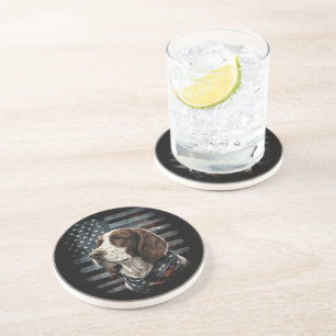 Dessous De Verre En Grès Springer Spaniel Chien Drapeau Américain