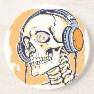 Dessous De Verre En Grès Squelette avec casque audio