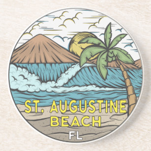 Dessous De Verre En Grès St Augustine Beach Florida Vintage